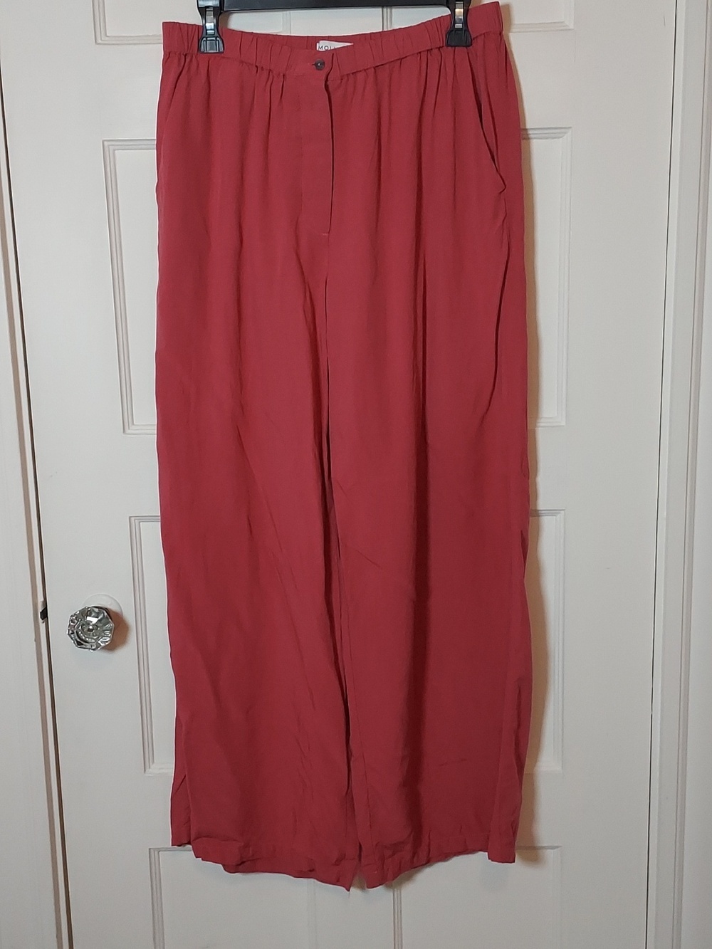 Molly Bracken Elastic Waist Wide Leg Pants In Rose Pink Size Medium